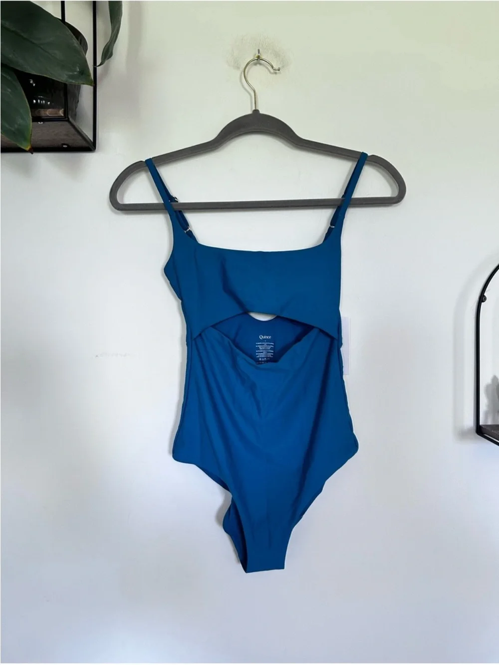 NEW Quince Lagoon Blue Teal Italian Cut Out One-Piece Swimsuit